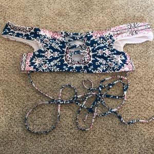 Off the shoulder bikini top that wraps around body